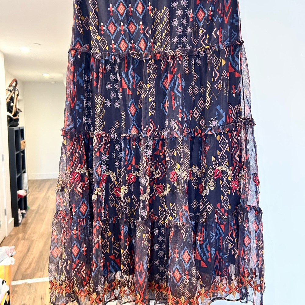 Johnny Was Multicolor Geometric Maxi Skirt